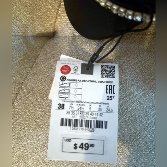 Zara NWT Strappy Black Rhinestone Sandals size 38 / 7.5 - Picture 10 of 10